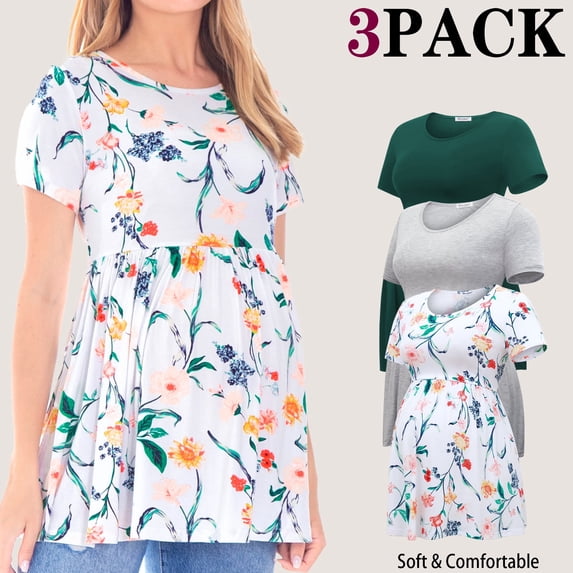 Bearsland Women's Short Sleeve Maternity T-Shirts Pregnancy Clothes