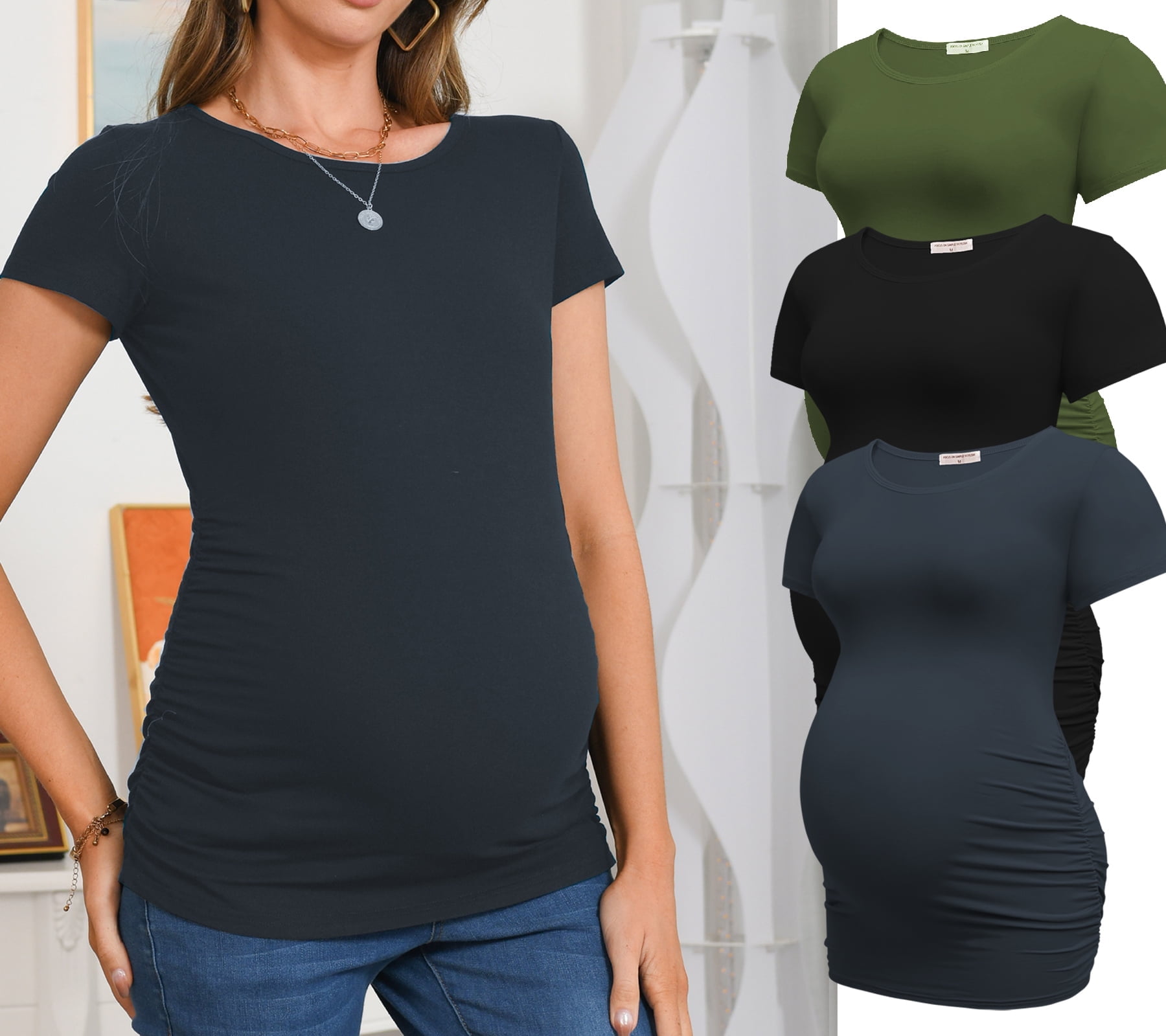 Bearsland Women's Maternity Short Sleeve Breastfeeding Nurding Tops T-Shirts 3-Pack - Walmart Supplies