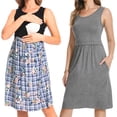 thumbnail image 1 of Bearsland Women’s Sleeveless Maternity Nursing Dress Breastfeeding Pregnancy Clothes With Pockets 2-Pack, 1 of 7