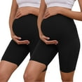 thumbnail image 1 of Bearsland Women's Plus Size Butterluxe Maternity Shorts over The Belly Pregnancy Yoga Shorts Workout Athletic Biker Shorts 2-Pack, 1 of 7
