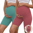 thumbnail image 1 of Bearsland Women's Plus Size Butterluxe Maternity Shorts over The Belly Pregnancy Yoga Shorts Workout Athletic Biker Shorts 2-Pack, 1 of 7