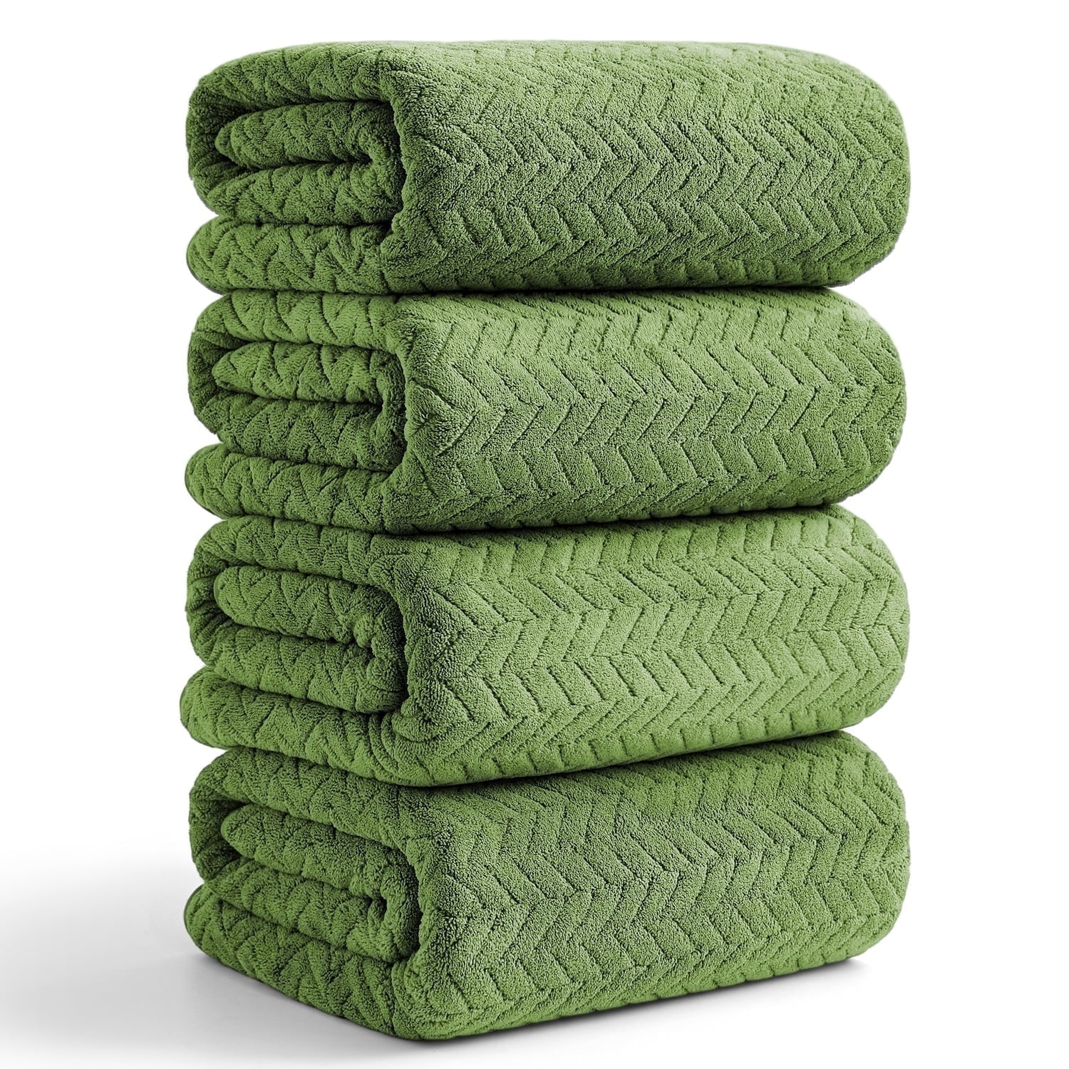 Beartech 4 Pack Microfiber Bath Towels Set - 2 Bath sheet,Soft, Highly Absorbent, Quick Dry & Less Lint Shower towel for Bathroom, Hotel-Olive