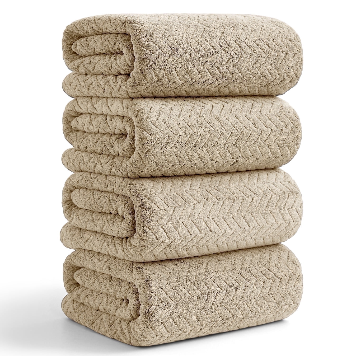 Beartech 4 Pack Microfiber Bath Towels Set - 2 Bath sheet,Soft Family Towel, Highly Absorbent, Quick Dry & Less Lint Shower towel for Bathroom, Hotel-Camel