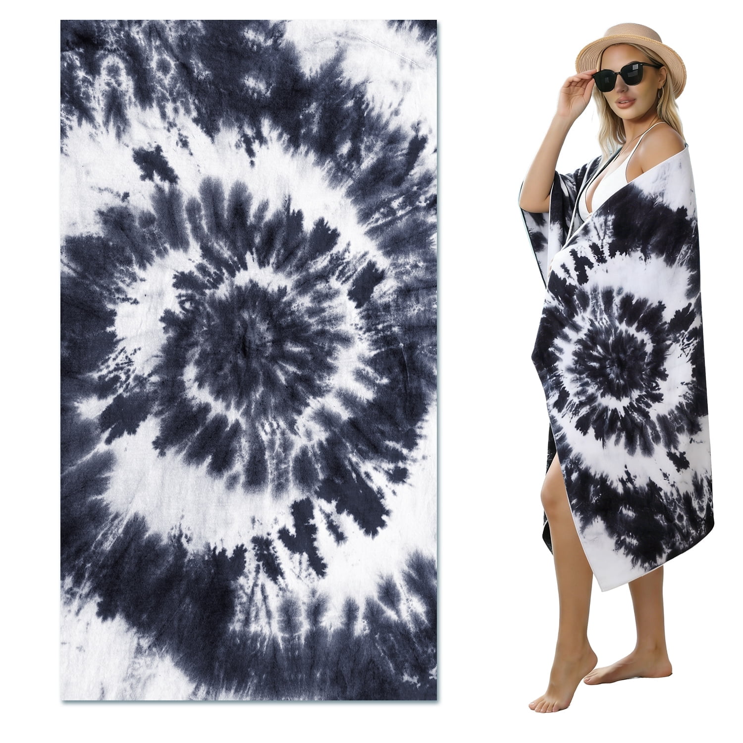 Beartech 4 Pieces Beach Towel Set,40x70 inches Tie-Dye Beach Towels Soft Camping Travel Towels, Lightweight Quick Dry Pool Towels for Beach Shower Towels Swim Towels Absorbent for Adults
