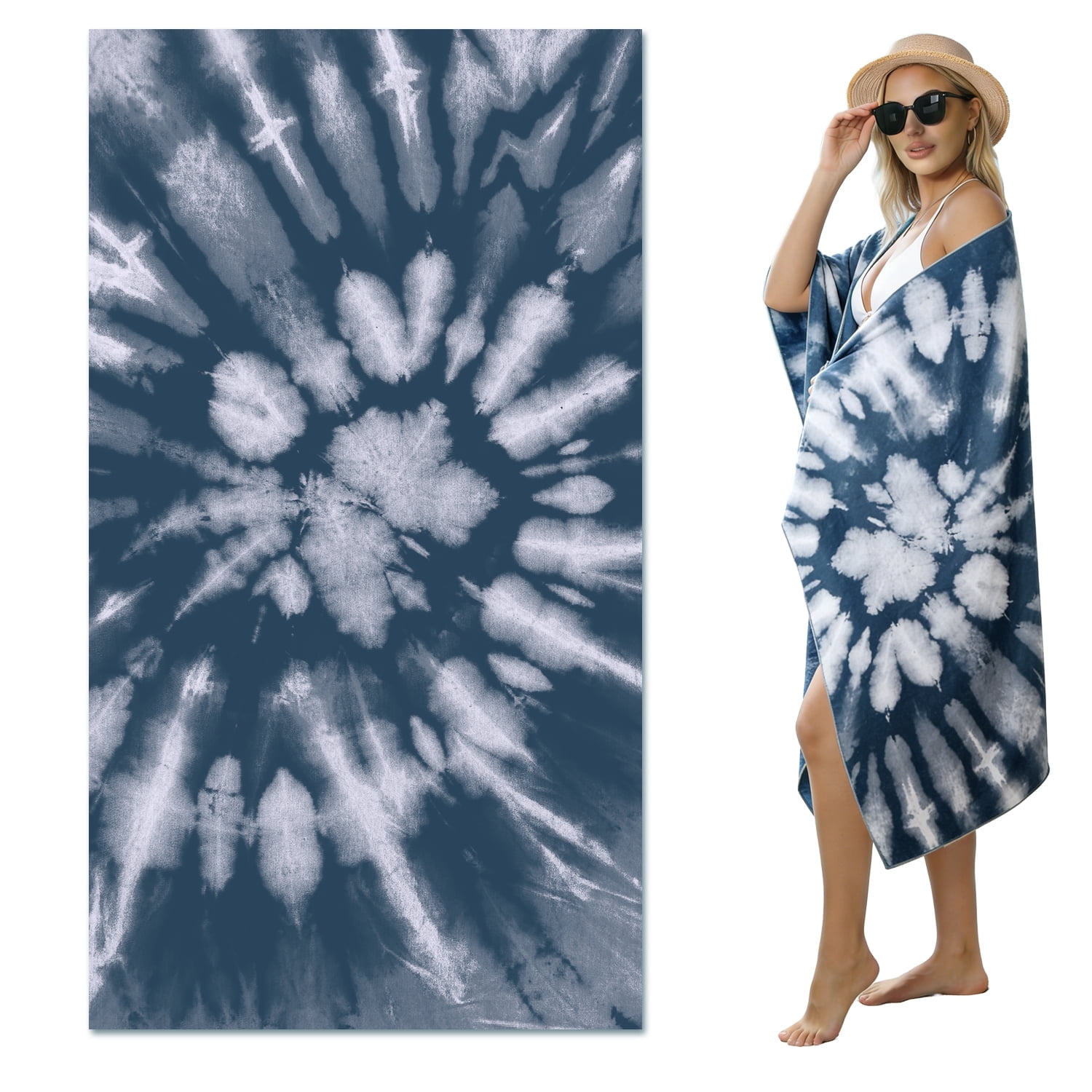 Beartech 4 Pieces Beach Towel Set,40x70 inches Tie-Dye Beach Towels Soft Camping Travel Towels, Lightweight Quick Dry Pool Towels for Beach Shower Towels Swim Towels Absorbent for Adults