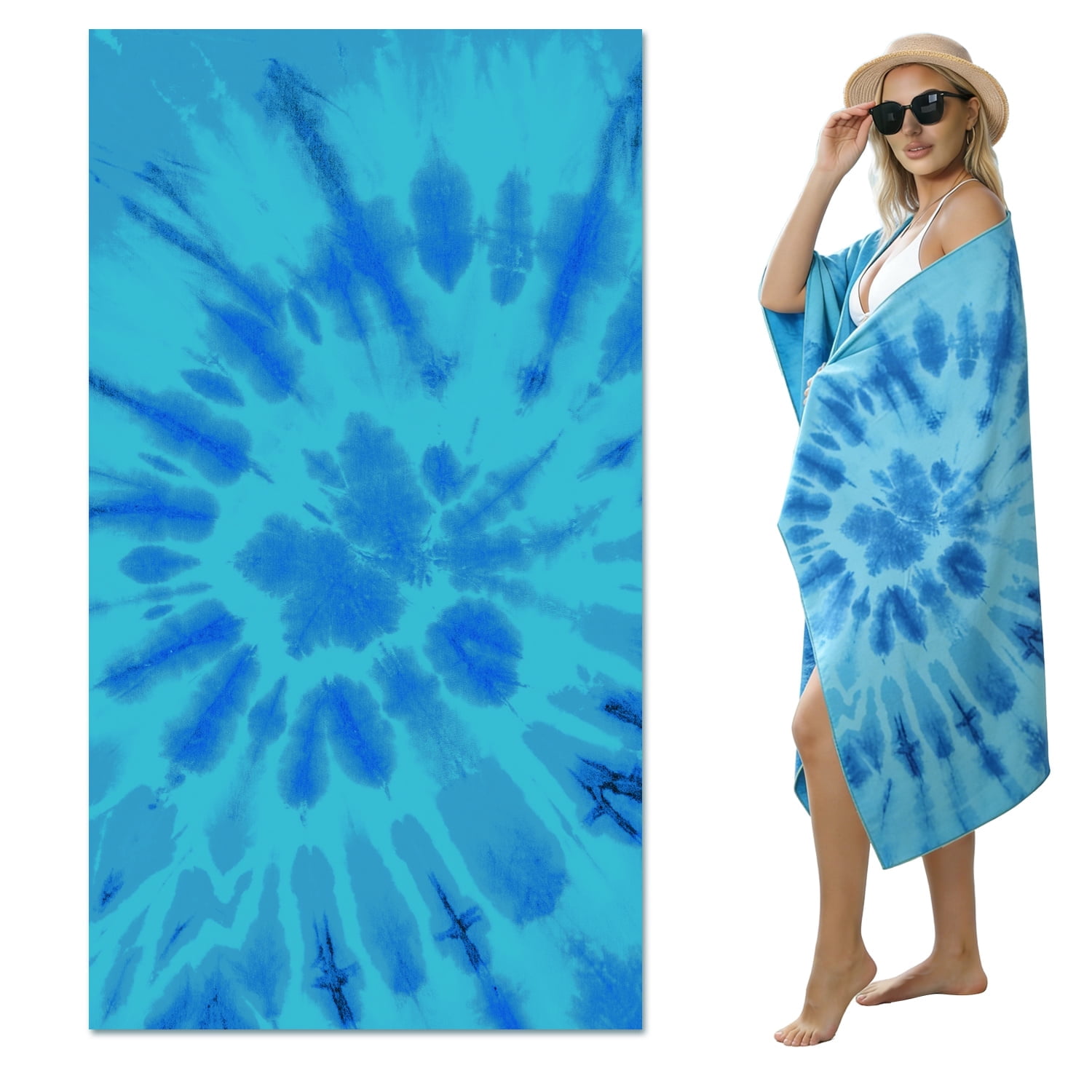 Beartech 4 Pieces Beach Towel Set,40x70 inches Tie-Dye Beach Towels Soft Camping Travel Towels, Lightweight Quick Dry Pool Towels for Beach Shower Towels Swim Towels Absorbent for Adults