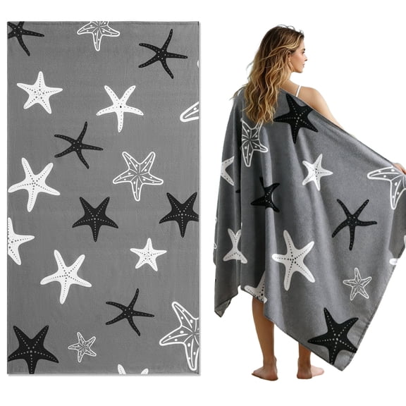 Beartech 4 Pieces Beach Towel Set,40x70 inches Starfish Beach Towels Soft Camping Travel Towels, Lightweight Quick Dry Pool Towels for Beach Shower Towels Swim Towels Absorbent for Adults