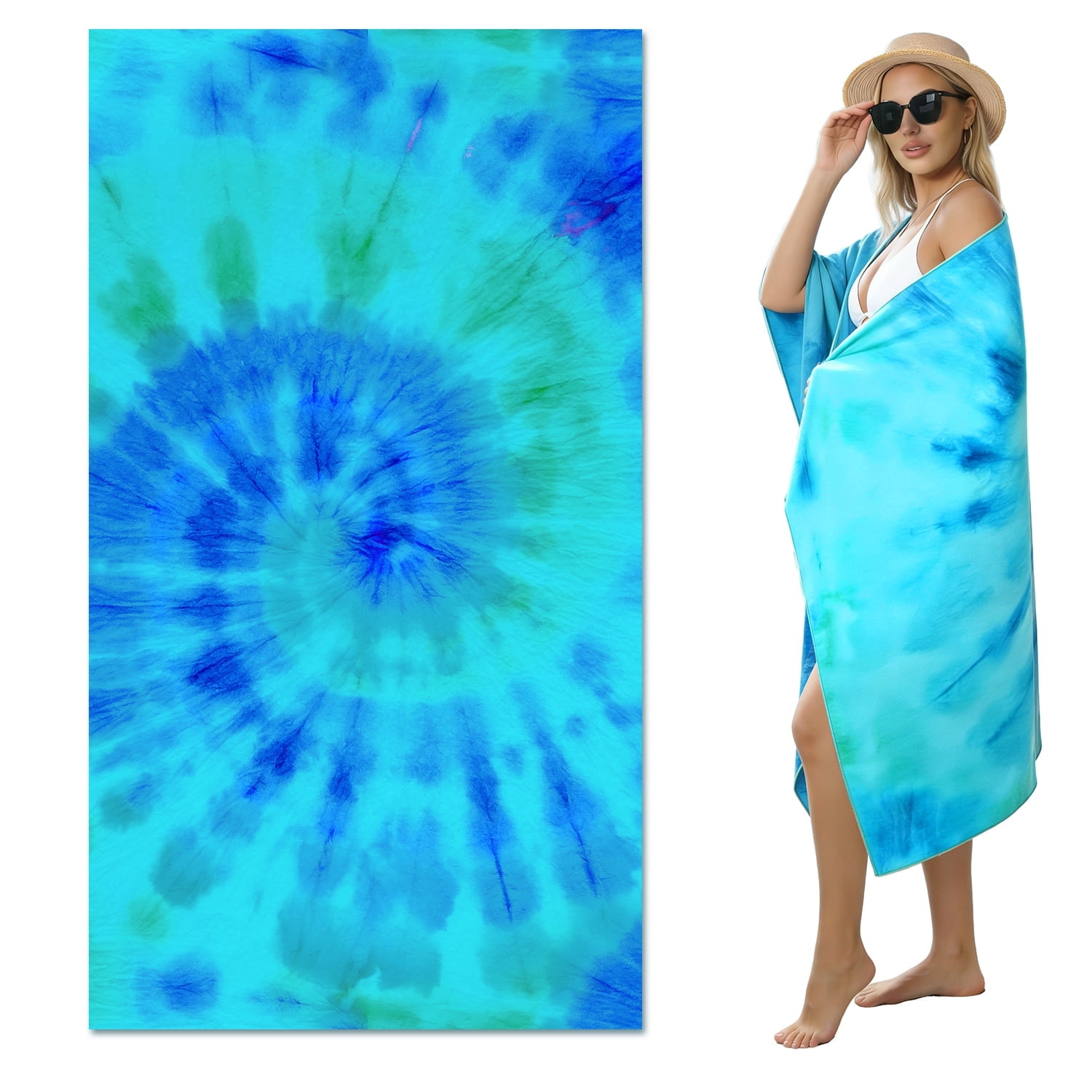 Beartech 4 Pieces Beach Towel Set,40x70 inches Tie-Dye Beach Towels Soft Camping Travel Towels, Lightweight Quick Dry Pool Towels for Beach Shower Towels Swim Towels Absorbent for Adults