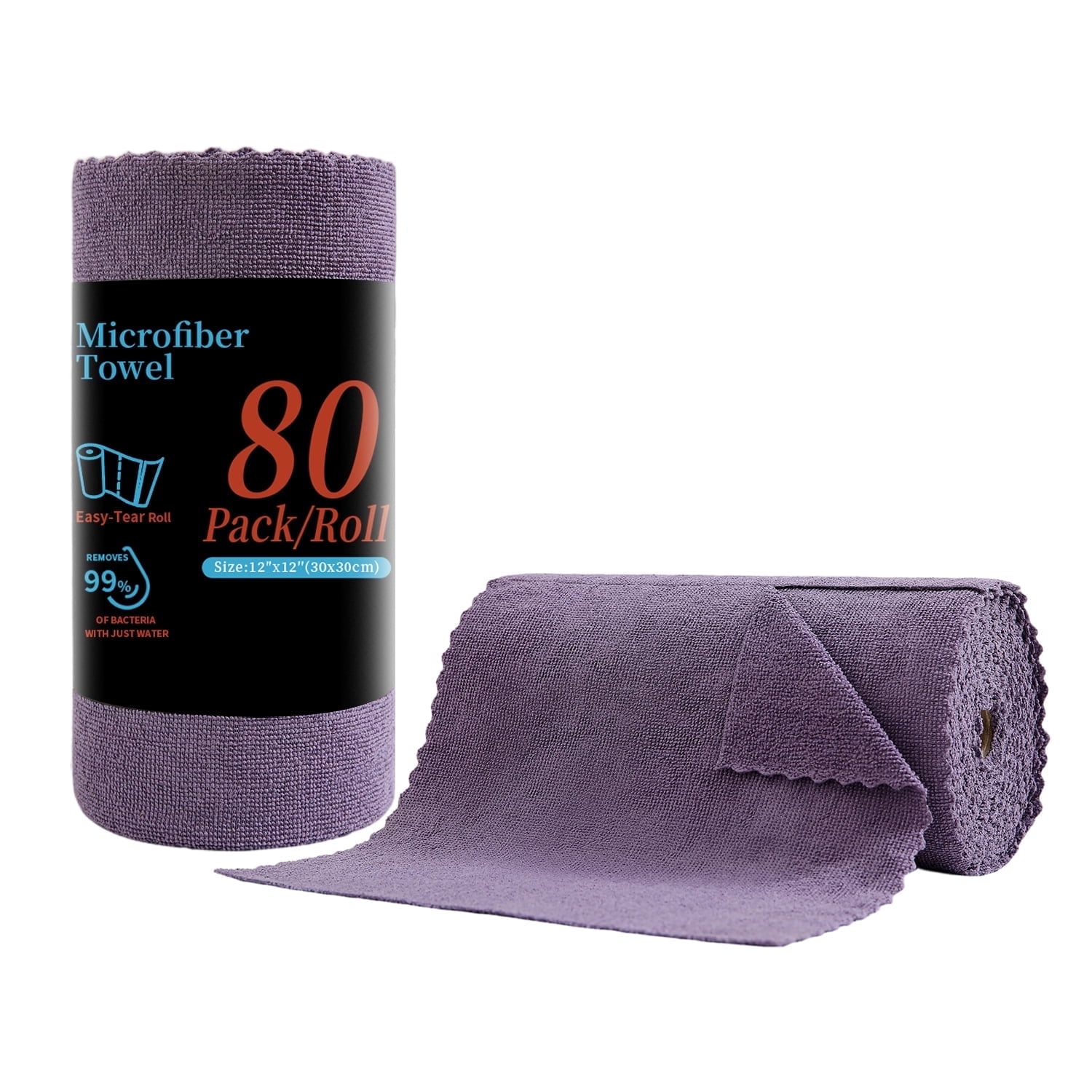 Rolled Rags Beartech 80 Pack Microfiber Kitchen Towels Cleaning Cloth Roll,Lint ...