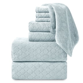 Beartech 8‑Piece Microfiber Bath Towel Set, 2 Bath Sheets, 2 Hand Towels, 4 Washcloths, Ultra Soft Highly Absorbent Quick‑Dry Less‑Lint Machine Washable Towels for Bathroom Spa Hotel Gym, Mint Green