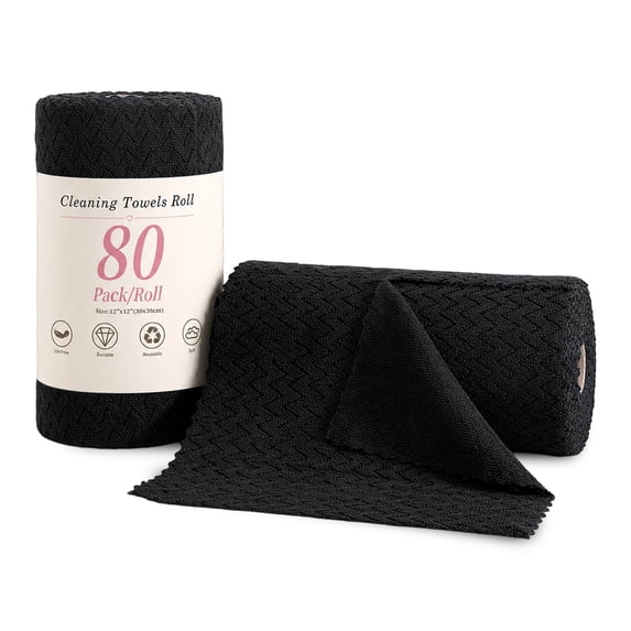 Beartech Microfiber Cleaning Cloth Roll,80 Pack Cleaning Towels,Lint Free Rags Paper Towels & Tear Away Reusable Towels,Washable Shop Rags wipe Cloth,Wash Cloths Dish Rags for Car Kitchen Window