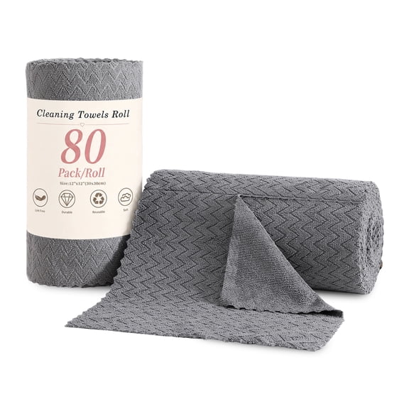 Beartech Microfiber Cleaning Cloth Roll,80 Pack Cleaning Towels,Lint Free Rags Paper Towels & Tear Away Reusable Towels,Washable Shop Rags wipe Cloth,Wash Cloths Dish Rags for Car Kitchen Window