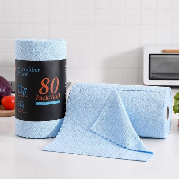 Beartech Microfiber Cleaning Cloth Roll,80 Pack Cleaning Towels,Lint Free Rags Paper Towels & Tear Away Reusable Towels,Washable Shop Rags wipe Cloth,Wash Cloths Dish Rags for Car Kitchen Window