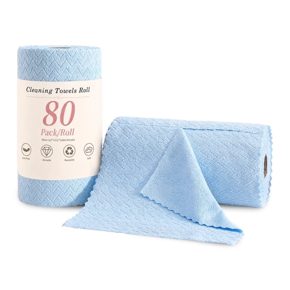 Beartech Microfiber Cleaning Cloth Roll,80 Pack Cleaning Towels,Lint Free Rags Paper Towels & Tear Away Reusable Towels,Washable Shop Rags wipe Cloth,Wash Cloths Dish Rags for Car Kitchen Window