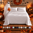 thumbnail image 1 of Beartech Microfiber Sheet Set, 4-Piece, Queen, White, 14-inch Deep Pocket, Flat Sheet for DIY Halloween Ghost Decor, 1 of 11