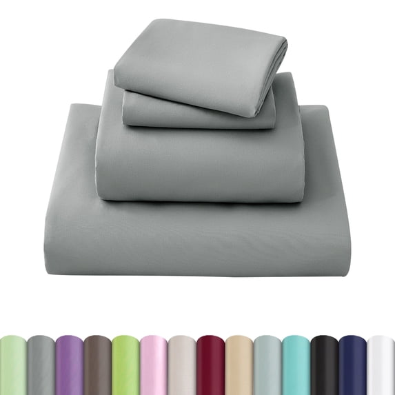 Beartech Polyester 4 Piece Bed Sheets Set Queen/Full Size Sheet Set, Soft & Lightweight And Breathable Bedding Set, Fitted Sheet, Flat Sheet & 2 Pillowcases-Dark Gray