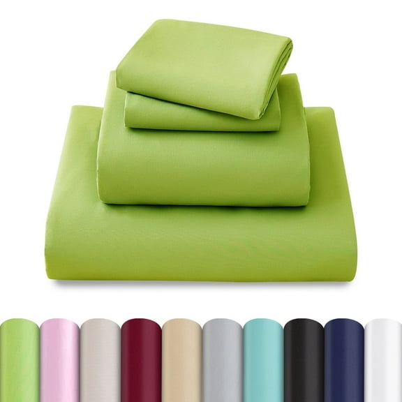 Beartech Polyester Bed Sheets Set 4 Piece Queen/Full Size Sheet Set, Soft & Lightweight And Breathable Bedding Set, Fitted Sheet, Flat Sheet & 2 Pillowcases-Green