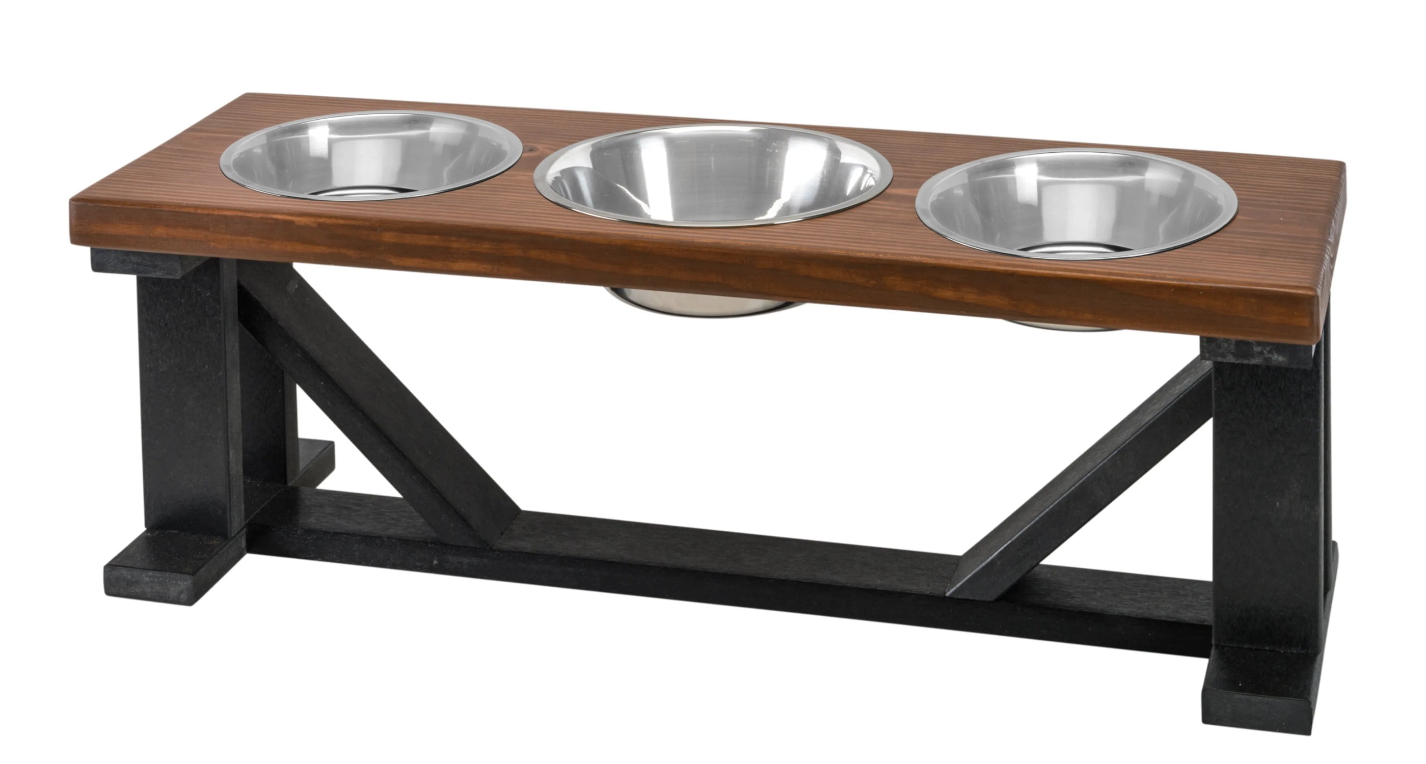 Bearwood Essentials 3 Bowl Wood Dog Feeder Stand Best Triple Diner Dog ...