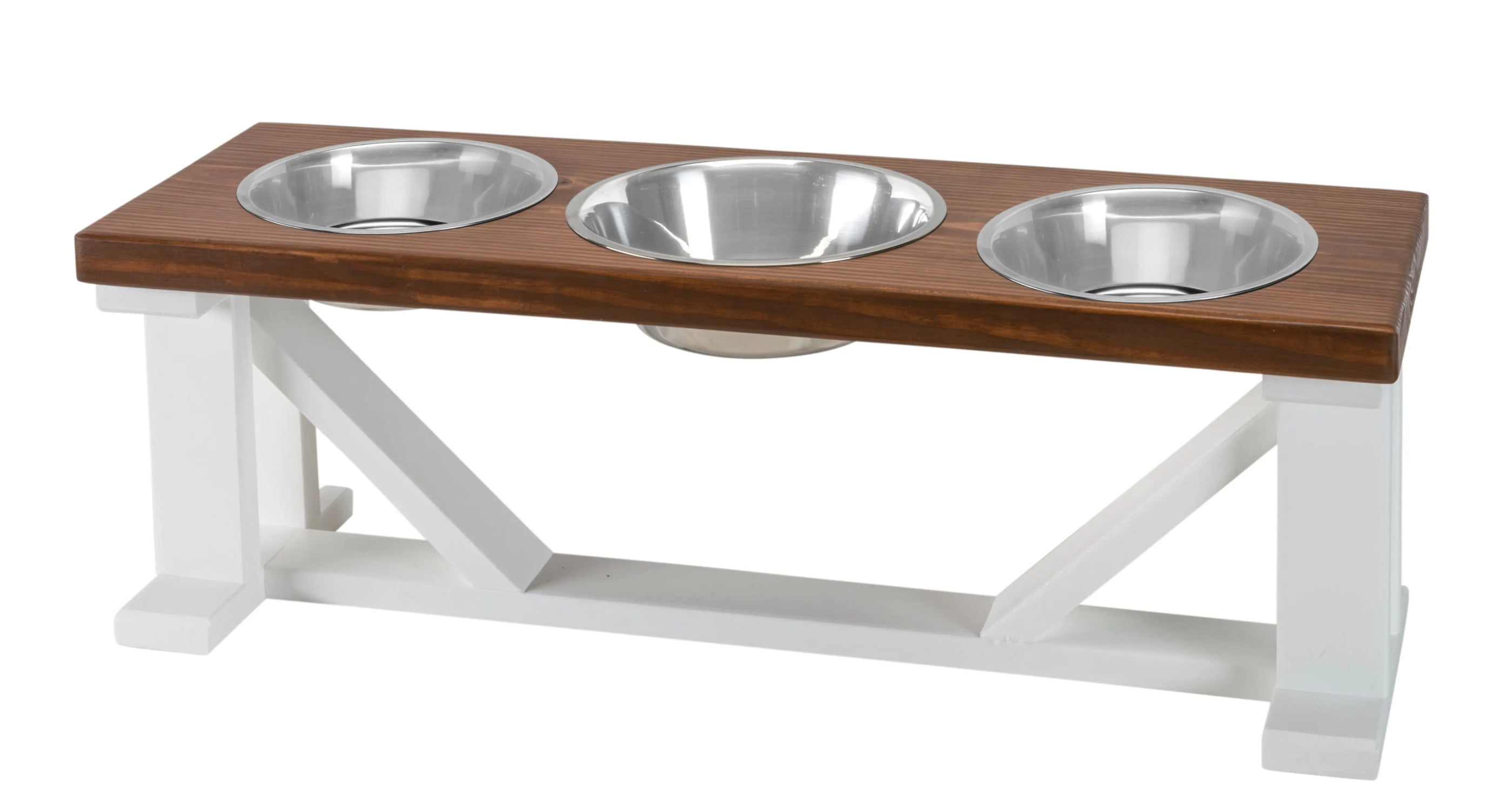 Bearwood Essentials Elevate Your Pet's Dining Experience with 3-Bowl Farmhouse-Style Dog Feeder