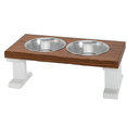 thumbnail image 1 of Bearwood Essentials Farmhouse 2 Bowl Elevated Regular Wood Dog Feeder, 1 of 7