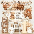 thumbnail image 1 of Beary First Birthday Decorations – 117 PCs Teddy Bear Birthday Party Supplies with Backdrop, Highchair Banner, Photo Banner, Balloon Boxes, Foil Balloon, Cake Topper, Poster, 1 of 6
