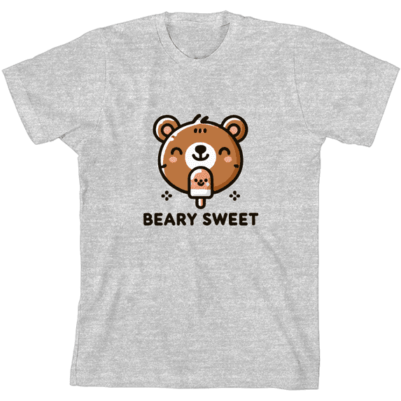 Beary Sweet Youth Heather Gray Crew Neck Short Sleeve Tee-XL