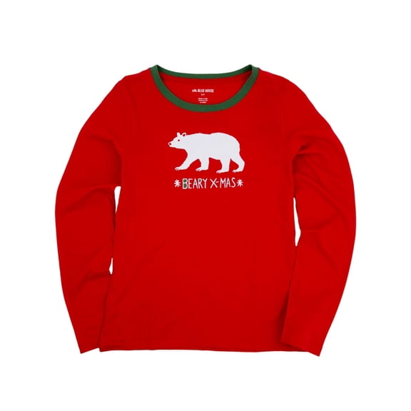 Beary XMAS Christmas Womens Long Sleeve Pajama T-Shirt - Large