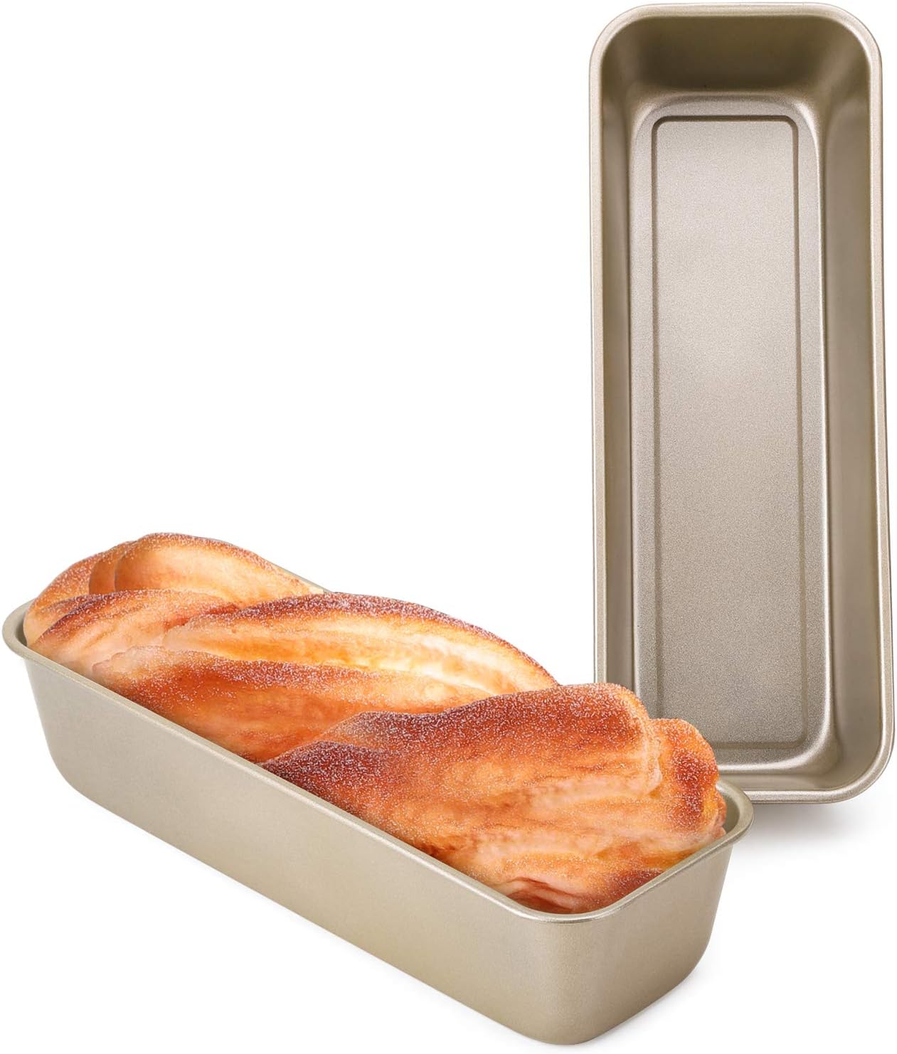 Beasea Pullman Loaf Pan with Lid, 2 Pack NonStick Black Bread Loaf