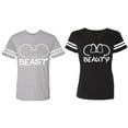 thumbnail image 1 of Beast Beauty Ear Matching Couple Cotton Jerseys (Men Heather / Women Black) (Men L / Women M), 1 of 3