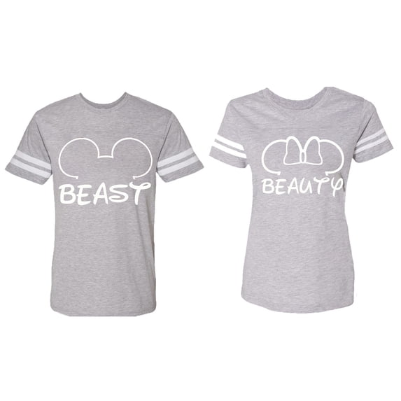 Beast Beauty Ear Matching Couple Cotton Jerseys (Men Heather / Women Heather) (Men M / Women M)