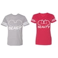 thumbnail image 1 of Beast Beauty Ear Matching Couple Cotton Jerseys (Men Heather / Women Red) (Men XL / Women XL), 1 of 3