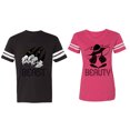 thumbnail image 1 of Beast Beauty Matching Couple Cotton Jerseys (Men Black / Women Pink) (Men M / Women XXL), 1 of 3