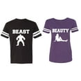 thumbnail image 1 of Beast Beauty Matching Couple Cotton Jerseys (Men Black / Women Purple) (Men M / Women L), 1 of 3
