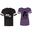 thumbnail image 1 of Beast Beauty Matching Couple Cotton Jerseys (Men Black / Women Purple) (Men S / Women L), 1 of 3