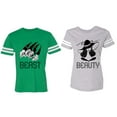 thumbnail image 1 of Beast Beauty Matching Couple Cotton Jerseys (Men Green / Women Heather) (Men XXL / Women XL), 1 of 3