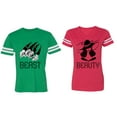 thumbnail image 1 of Beast Beauty Matching Couple Cotton Jerseys (Men Green / Women Red) (Men XL / Women L), 1 of 3