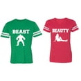 thumbnail image 1 of Beast Beauty Matching Couple Cotton Jerseys (Men Green / Women Red) (Men XXL / Women M), 1 of 3
