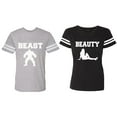 thumbnail image 1 of Beast Beauty Matching Couple Cotton Jerseys (Men Heather / Women Black) (Men L / Women XL), 1 of 3