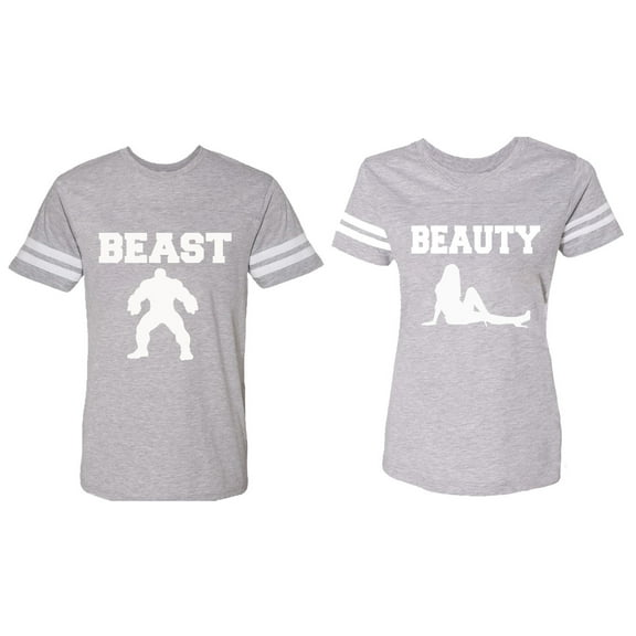 Beast Beauty Matching Couple Cotton Jerseys (Men Heather / Women Heather) (Men S / Women XXL)