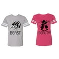 thumbnail image 1 of Beast Beauty Matching Couple Cotton Jerseys (Men Heather / Women Pink) (Men XXXL / Women XXL), 1 of 3