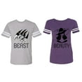 thumbnail image 1 of Beast Beauty Matching Couple Cotton Jerseys (Men Heather / Women Purple) (Men L / Women S), 1 of 3