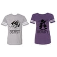 thumbnail image 1 of Beast Beauty Matching Couple Cotton Jerseys (Men Heather / Women Purple) (Men M / Women XL), 1 of 3