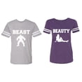 thumbnail image 1 of Beast Beauty Matching Couple Cotton Jerseys (Men Heather / Women Purple) (Men XL / Women S), 1 of 3