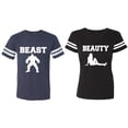 thumbnail image 1 of Beast Beauty Matching Couple Cotton Jerseys (Men Navy / Women Black) (Men S / Women L), 1 of 3