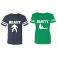 thumbnail image 1 of Beast Beauty Matching Couple Cotton Jerseys (Men Navy / Women Green) (Men M / Women XL), 1 of 3
