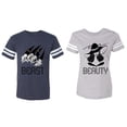 thumbnail image 1 of Beast Beauty Matching Couple Cotton Jerseys (Men Navy / Women Heather) (Men XXL / Women M), 1 of 3