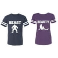 thumbnail image 1 of Beast Beauty Matching Couple Cotton Jerseys (Men Navy / Women Purple) (Men L / Women L), 1 of 3