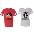 thumbnail image 1 of Beast Beauty Matching Couple Cotton Jerseys (Men Red / Women Heather) (Men XL / Women XL), 1 of 3