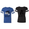 thumbnail image 1 of Beast Beauty Matching Couple Cotton Jerseys (Men Royal / Women Black) (Men XXL / Women S), 1 of 3