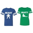 thumbnail image 1 of Beast Beauty Matching Couple Cotton Jerseys (Men Royal / Women Green) (Men L / Women XXL), 1 of 3